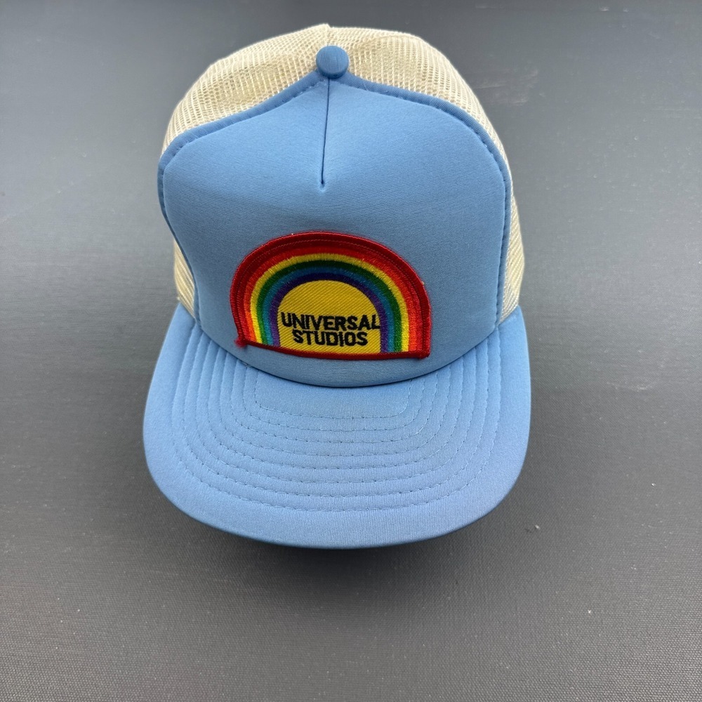 Universal Studios Unisex OS Blue Trucker Hat Rainbow Logo Mesh Snapback Vintage